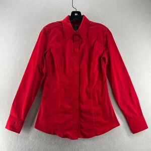 Noble Outfitters Shirt Womens Sz S Equestrian Western Snap Front Long Sleeve Red